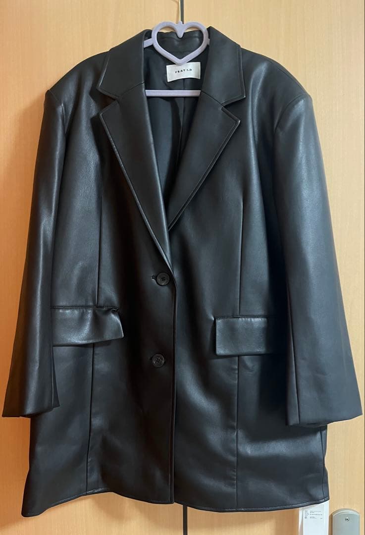 【L】フレイアイディー　レザーライクテーラージャケット　ブラック 1