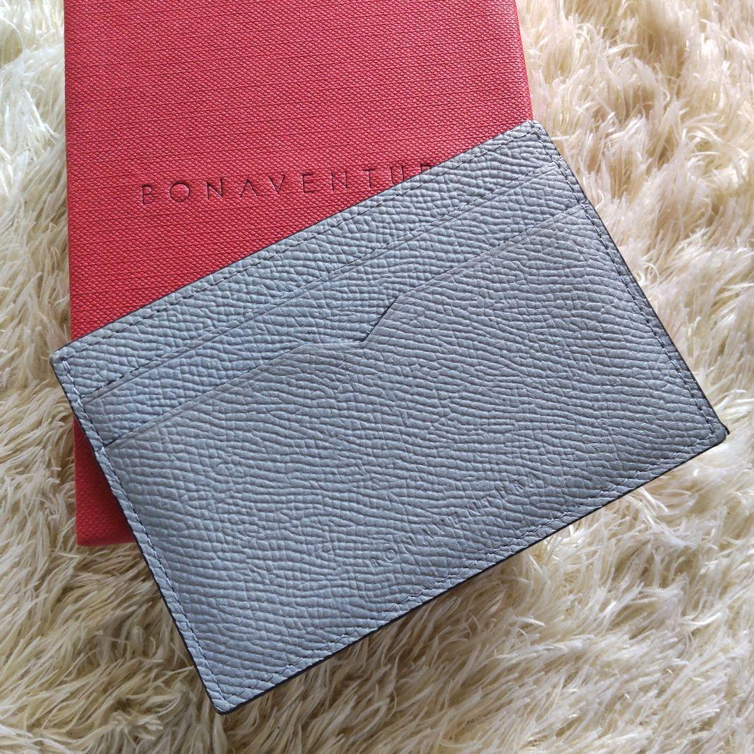 極美品✨ボナベンチュラ　カードケース　名刺入れ　スリム　ブルー　レザー