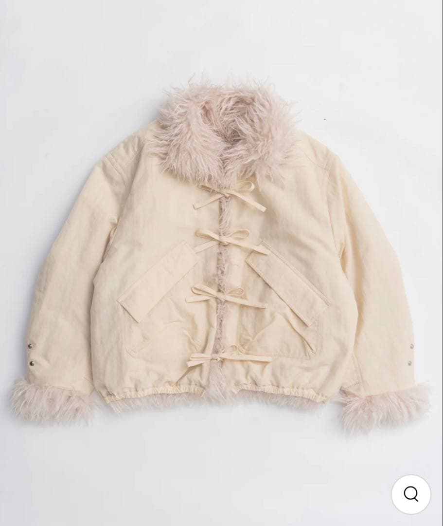 【新品未着用】メゾンスペシャル　ベージュ ファーコート フード付き