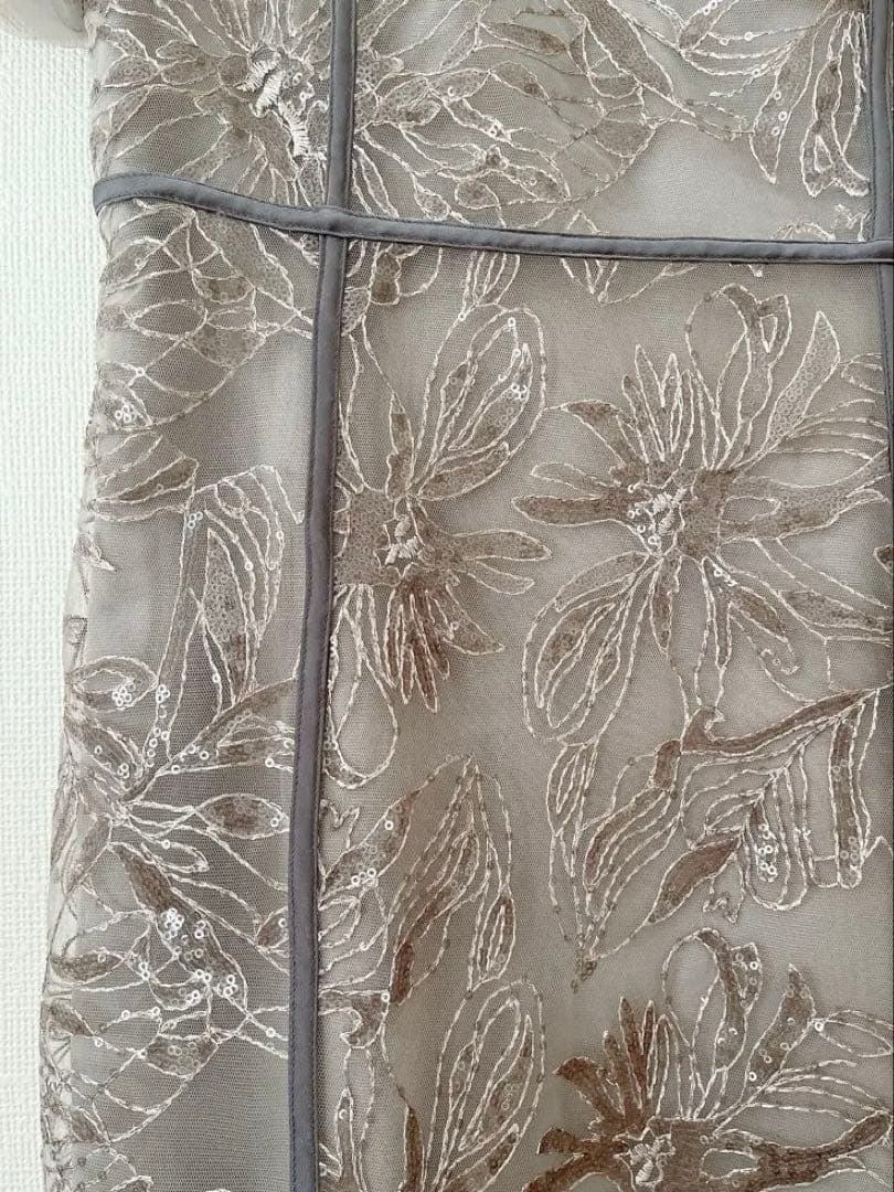 アシンメトリーシアーフラワーワンピースドレス