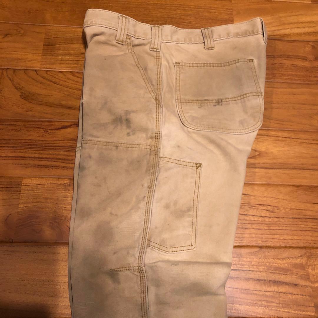 CARHARTTダブルニーワークパンツ ベージュ　汚れデザイン34／30
