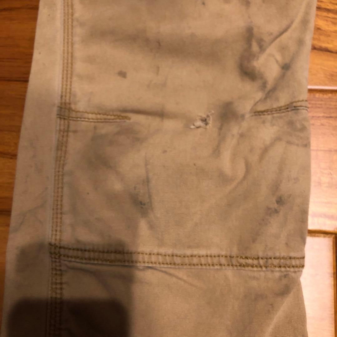CARHARTTダブルニーワークパンツ ベージュ　汚れデザイン34／30
