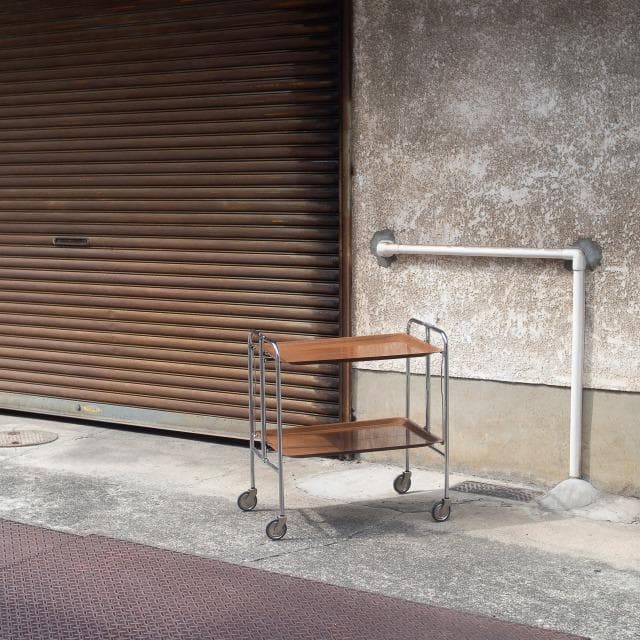 70s ドイツ ヴィンテージ フォールディングワゴン キッチンワゴン シェルフ