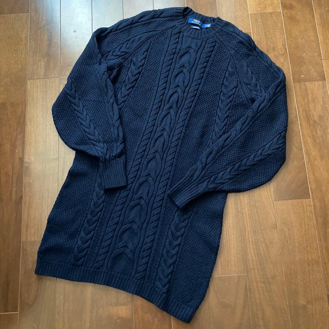 ポロラルフローレン ケーブルニットワンピース　ネイビー
