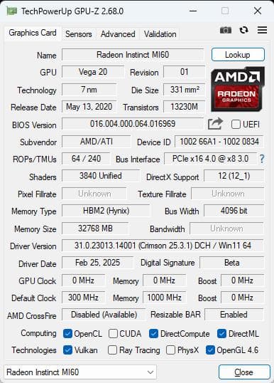 グラフィックボード・グラボ・ビデオカード AMD Radeon Instinct MI50