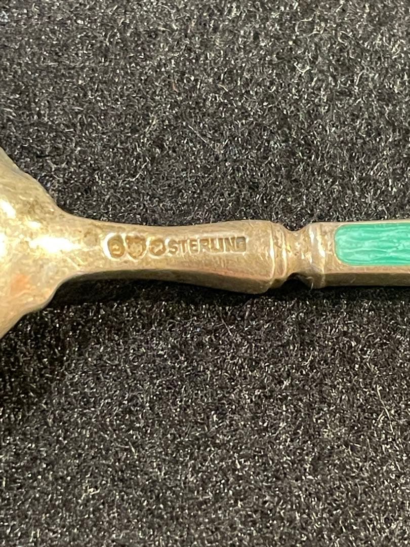 デヴィット アンデルセン スプーン シルバー 純銀 グリーン　七宝焼