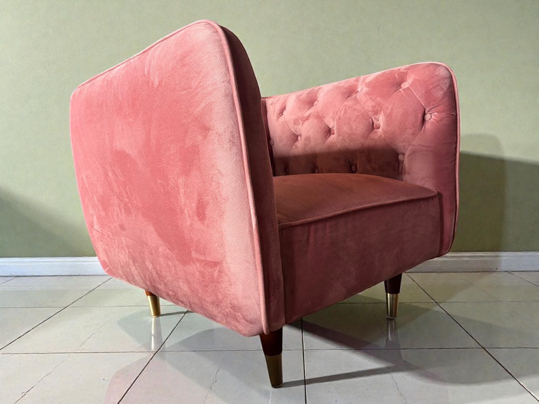 LOWLA ピンク ベルベット 1人掛けソファ定価29900円
