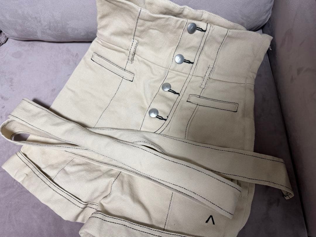 パンツ andmary Highwaist ribbon pants beige