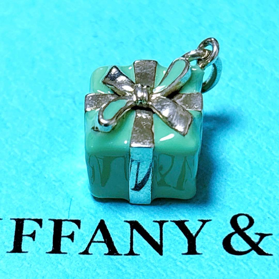 【美品】ティファニー チャーム エナメル ブルーボックス 緑 SV925