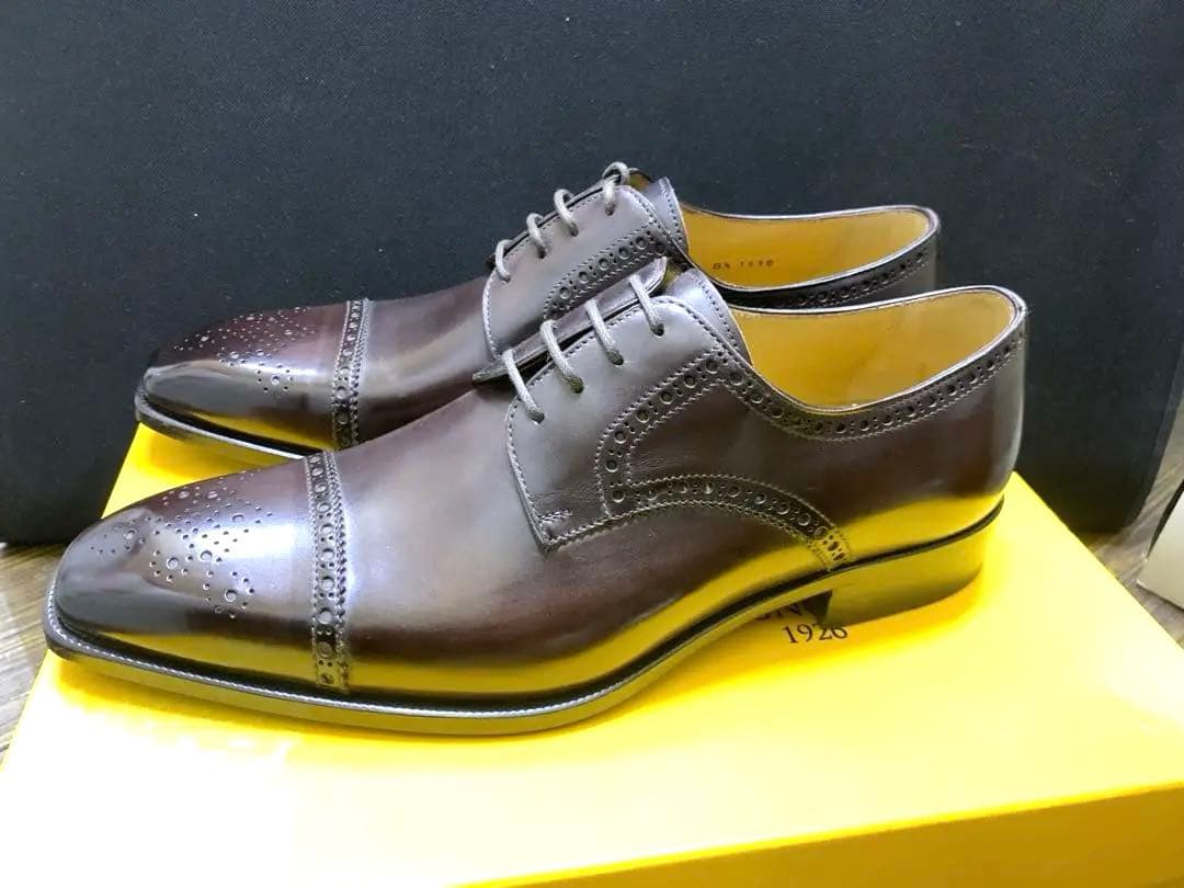 フランチェスコべニーニョ　ダークブラウン レザー ドレスシューズ　8