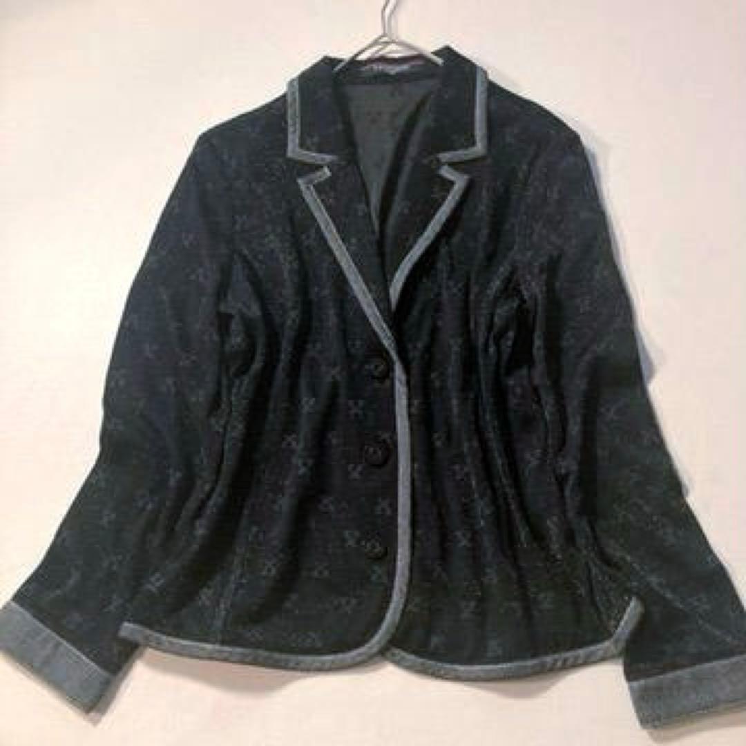 【クミコ】レオナール　ストレッチ テーラードジャケット 総柄 ラメ トリム