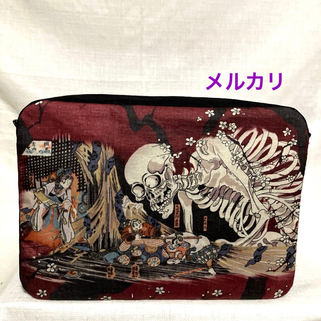 ガシャ髑髏　ハンドメイド　トートバッグ　Ｌ字ファスナー長財布　ポーチ　がま口財布