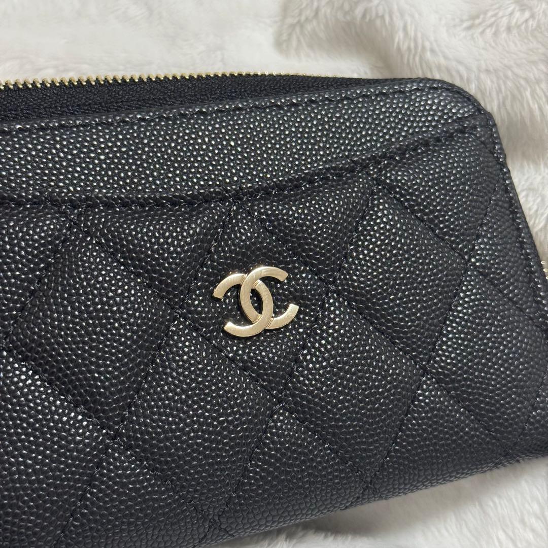 CHANEL ノベルティ 財布 フラグメントケース ブラック キャビアスキン