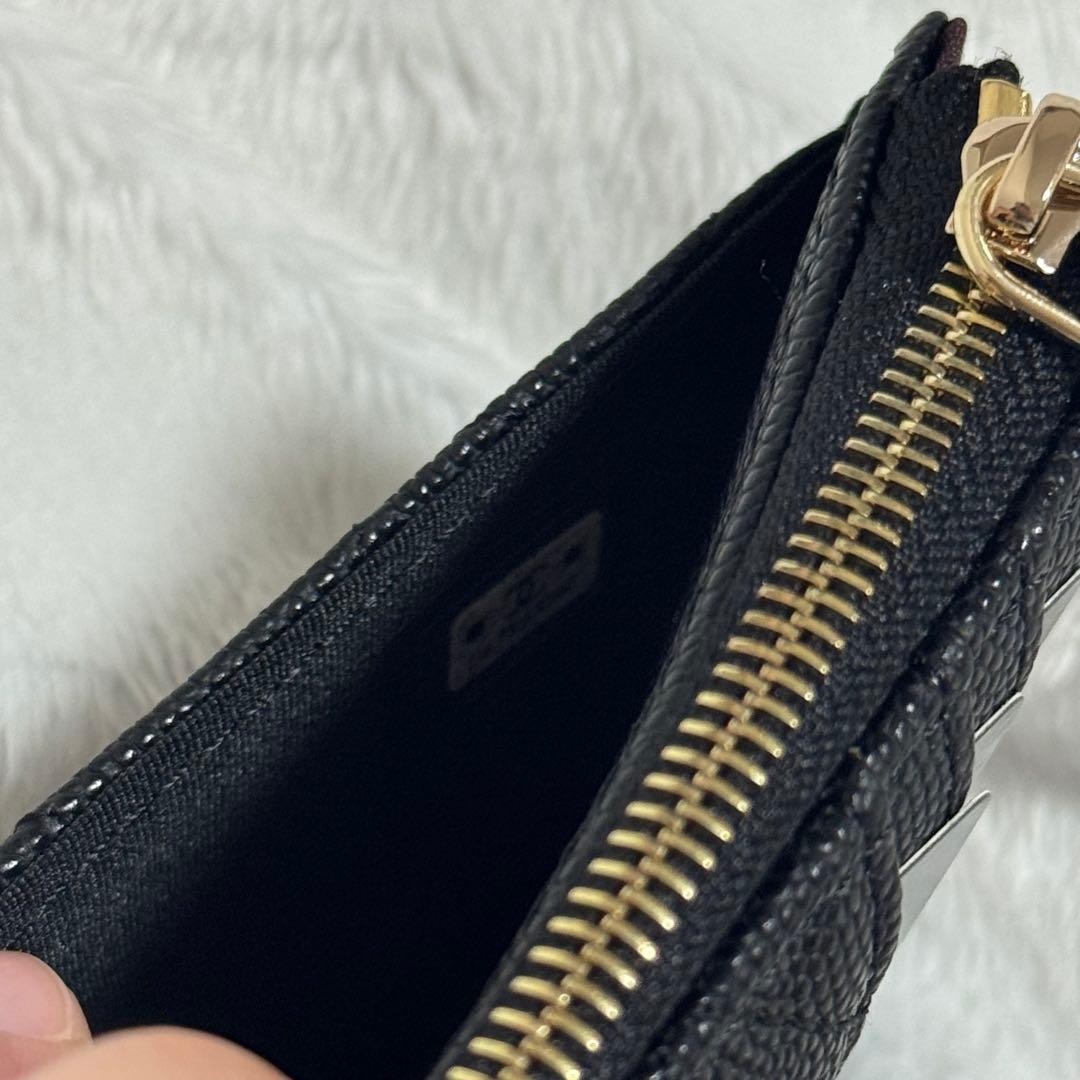 CHANEL ノベルティ 財布 フラグメントケース ブラック キャビアスキン