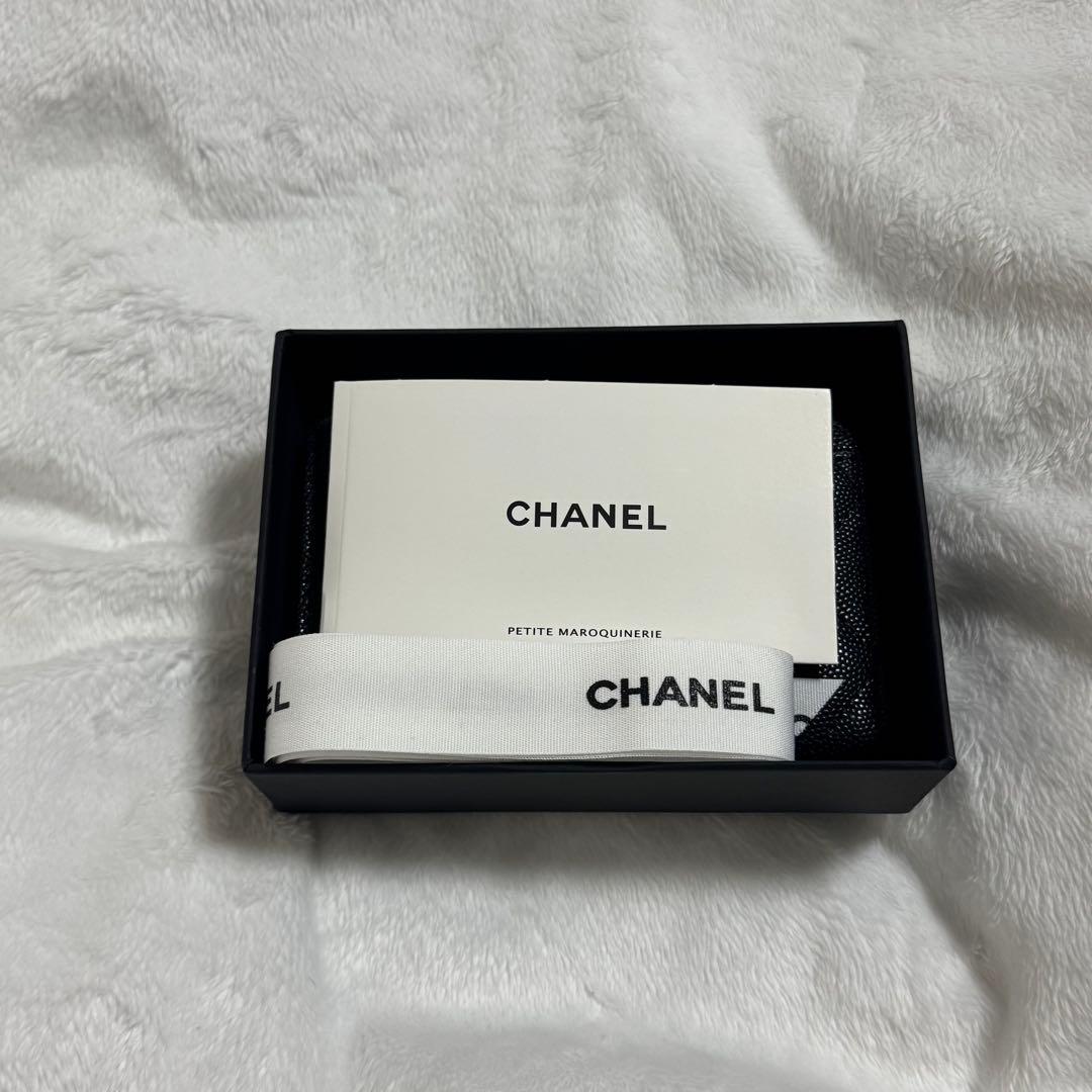CHANEL ノベルティ 財布 フラグメントケース ブラック キャビアスキン
