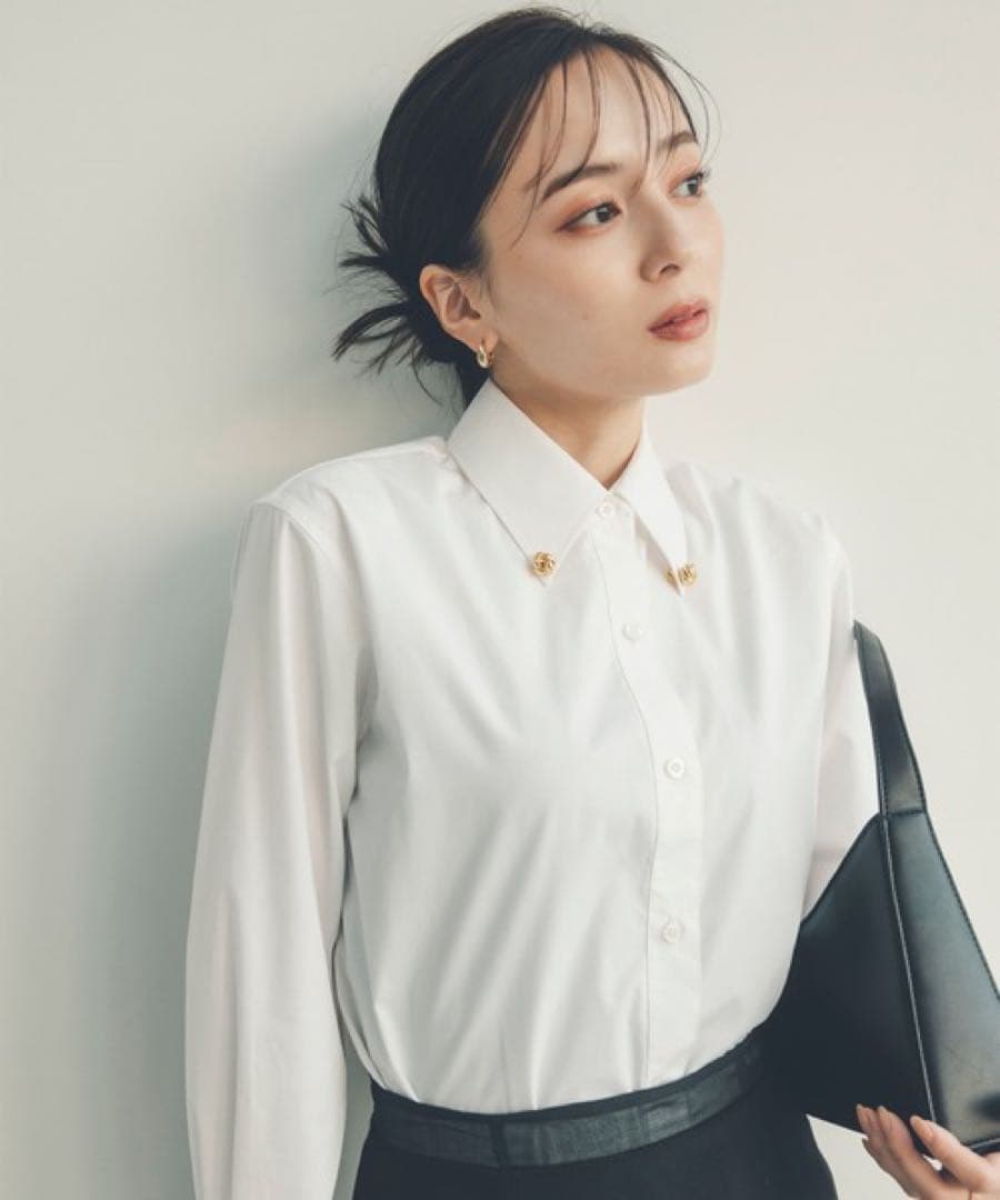 anuans アクセディティールシャツ　ホワイト