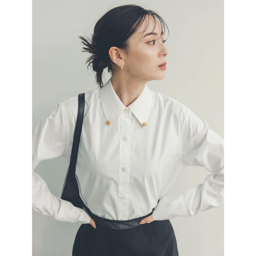 anuans アクセディティールシャツ　ホワイト