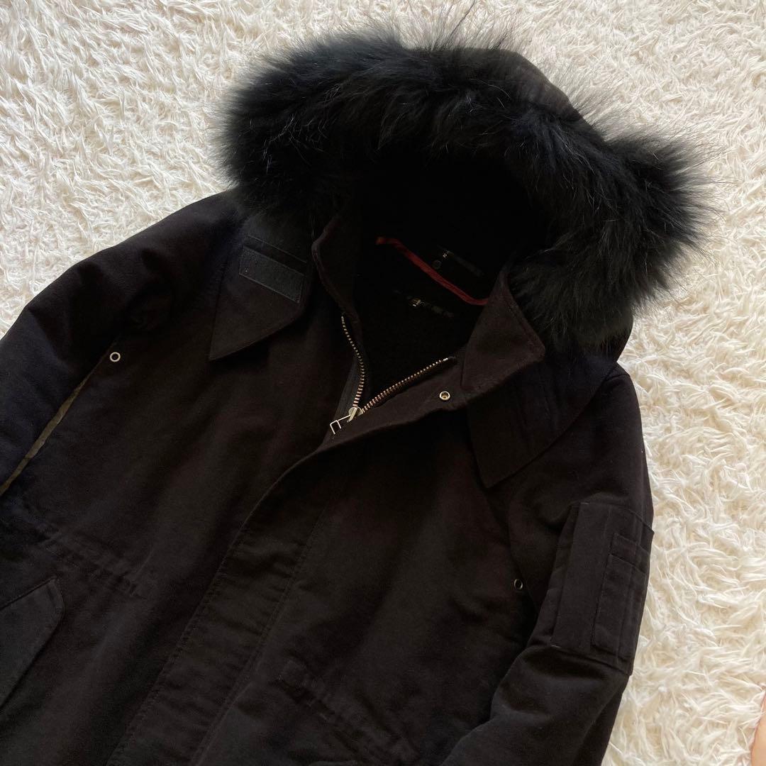 NO ID. ノーアイディー モッズコート 2 ブラック ライナー付 ファー