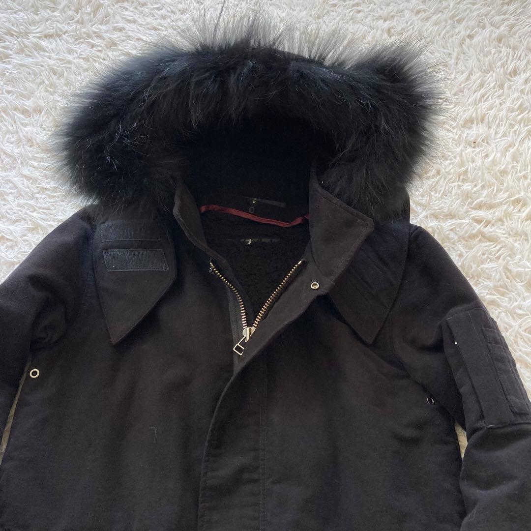 NO ID. ノーアイディー モッズコート 2 ブラック ライナー付 ファー