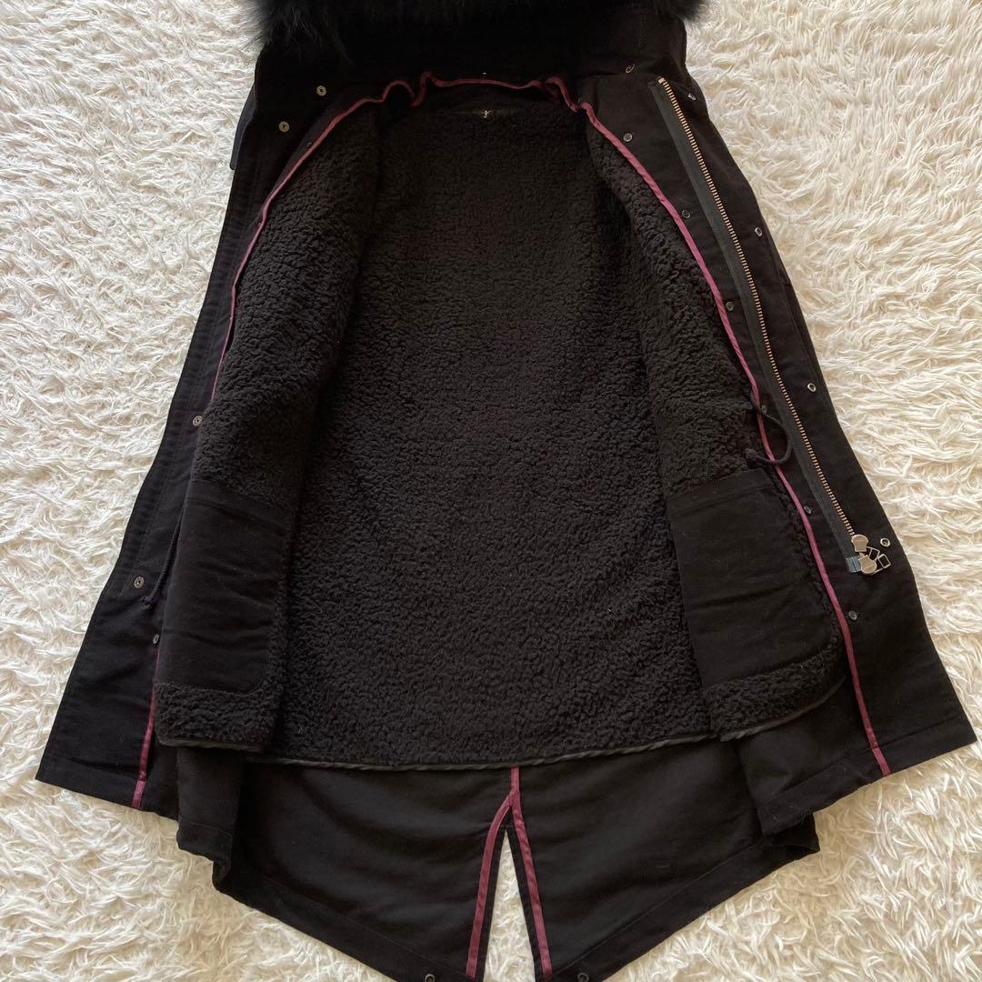 NO ID. ノーアイディー モッズコート 2 ブラック ライナー付 ファー