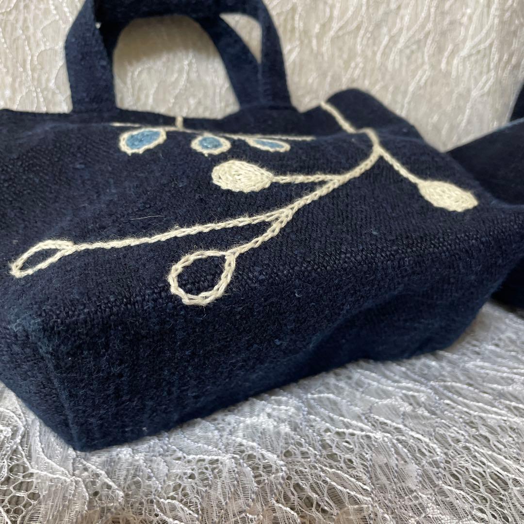 徳島藍染・藍染作家さん 手作り・刺繍付き藍染トートバッグ大小セット