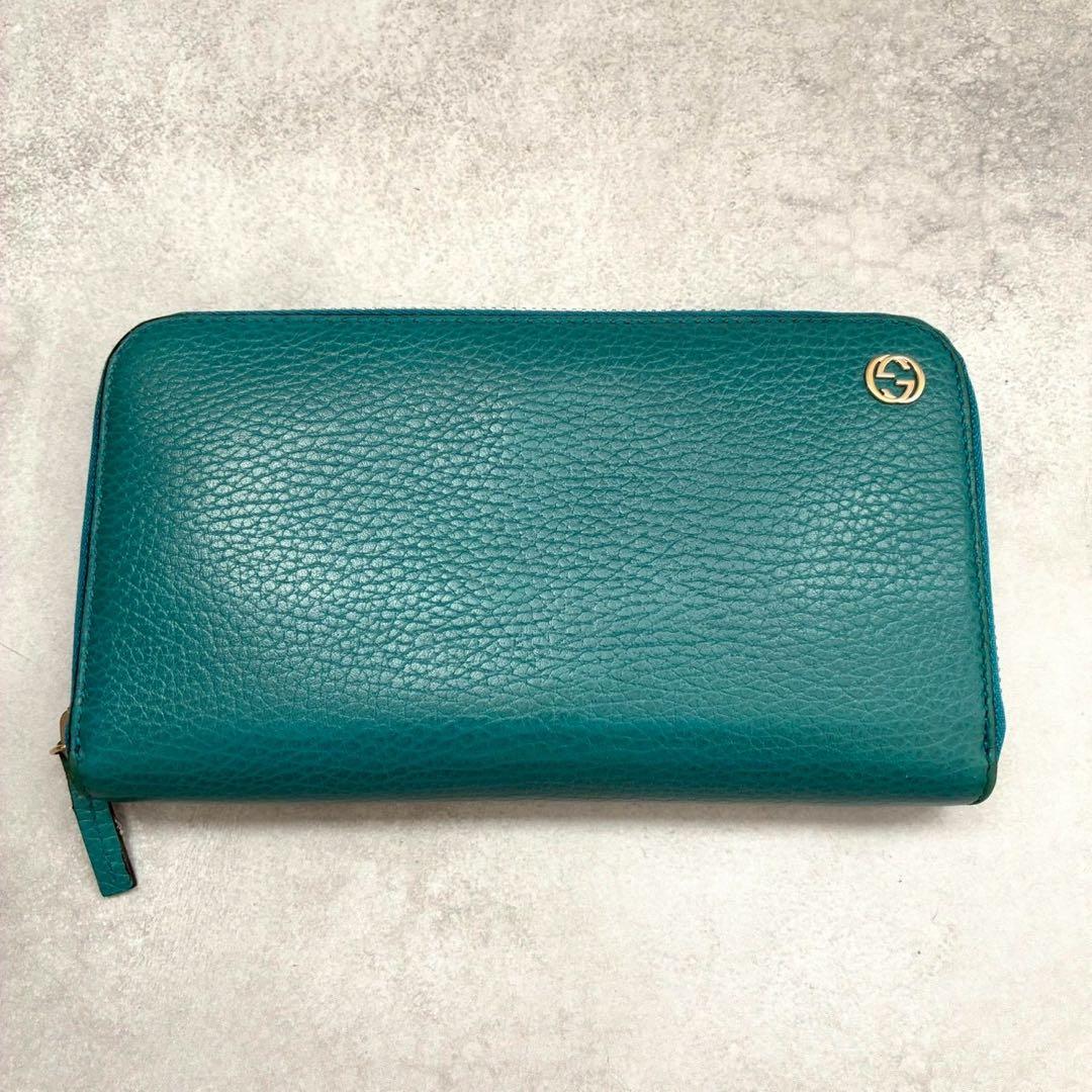 ✨美品✨グッチ 長財布 インターロッキングG レザー ターコイズブルー 付属品