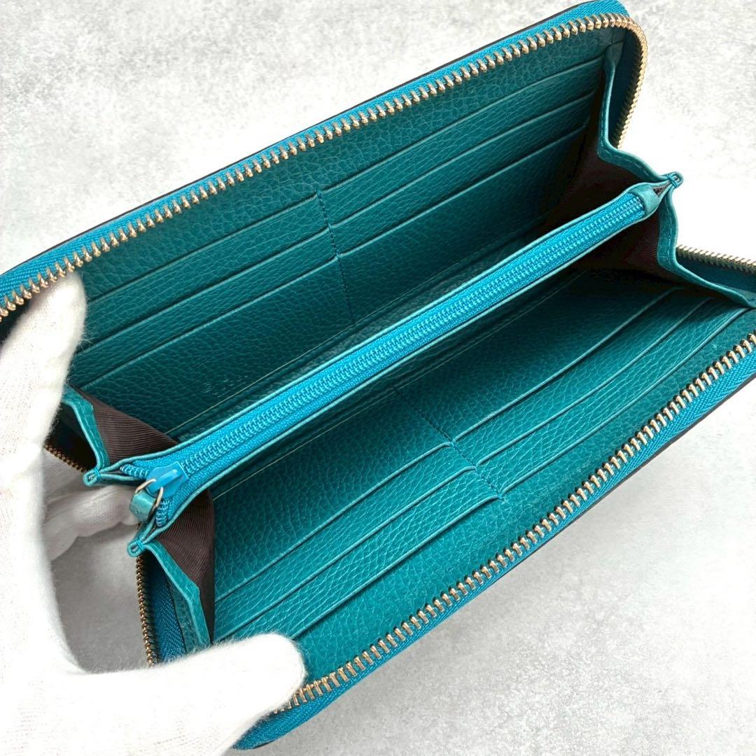 ✨美品✨グッチ 長財布 インターロッキングG レザー ターコイズブルー 付属品