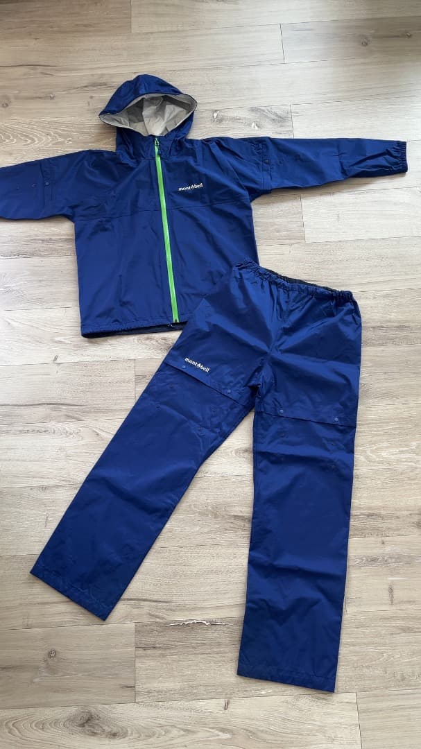 【1回着用】モンベル クレッパー 150(135〜155)cmレインスーツ