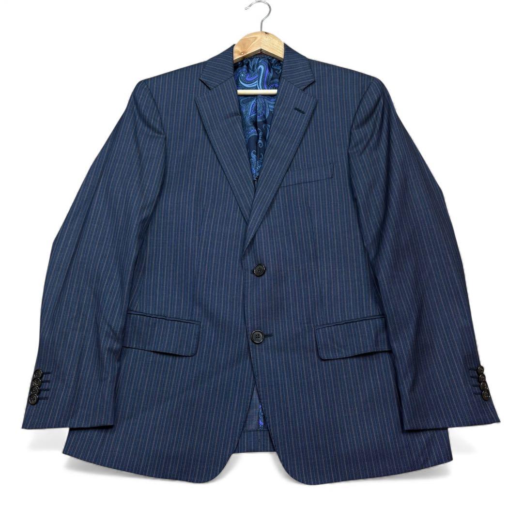 極美品 エトロ セットアップ スーツ シルク ペイズリー柄 濃紺 サイズ48