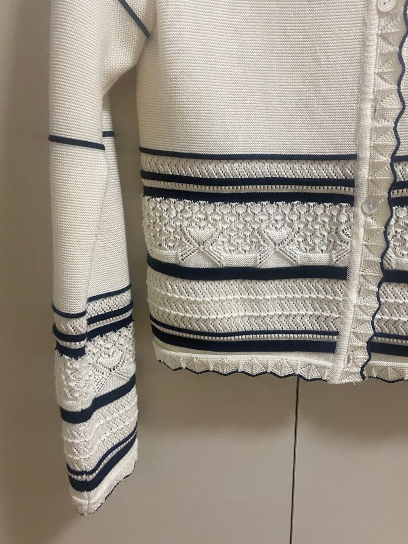 フォクシーブティック⭐︎配色ガーディガンFOUETTE 38 レース編みニット