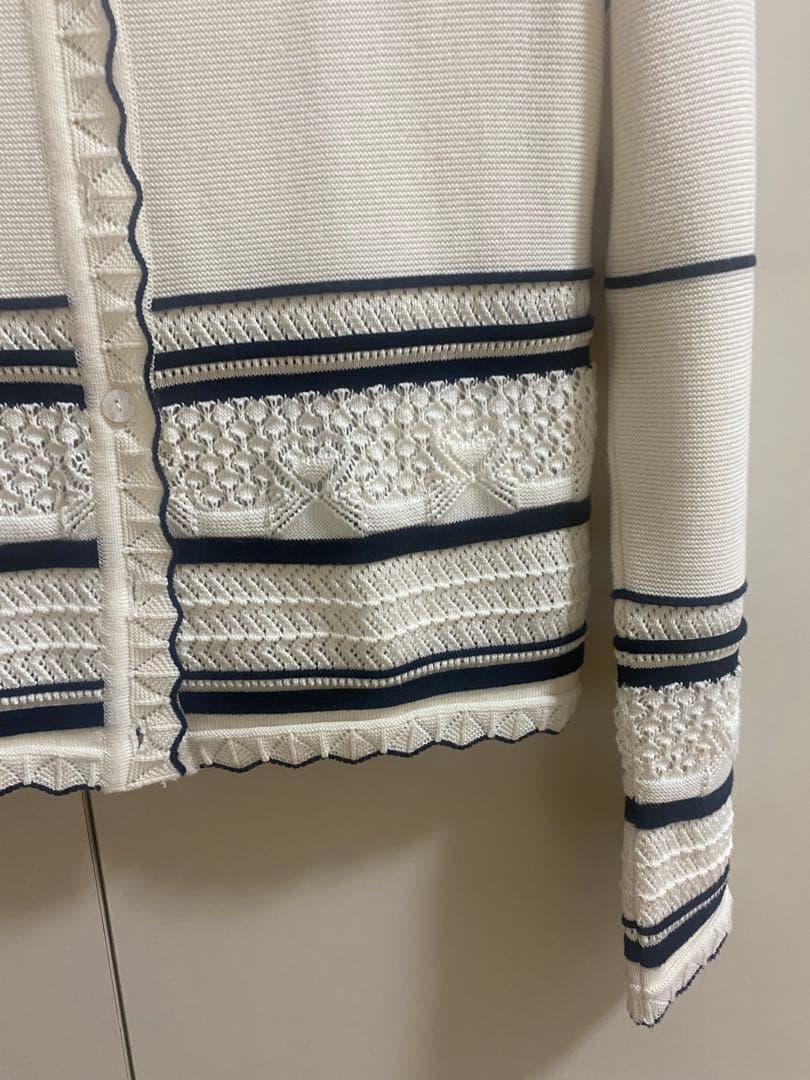 フォクシーブティック⭐︎配色ガーディガンFOUETTE 38 レース編みニット