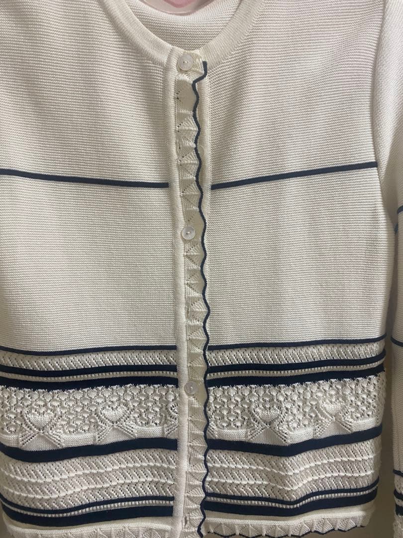 フォクシーブティック⭐︎配色ガーディガンFOUETTE 38 レース編みニット