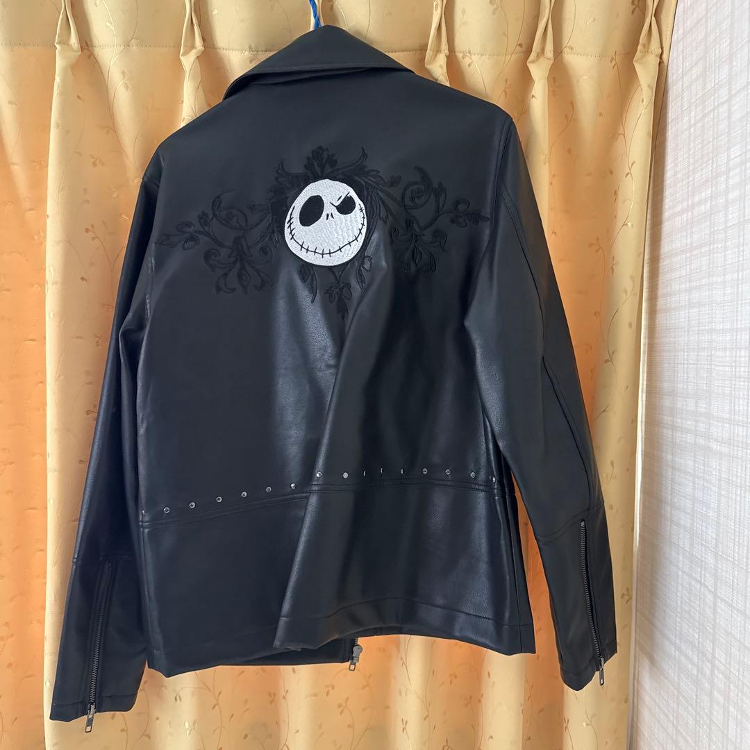 ナイトメアビフォアクリスマス　ブラックレザー風　レディースライダースジャケット