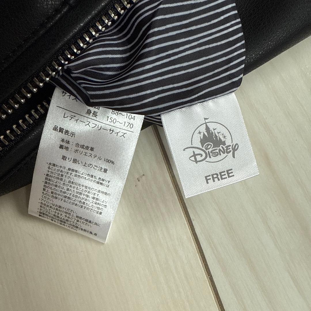 ナイトメアビフォアクリスマス　ブラックレザー風　レディースライダースジャケット