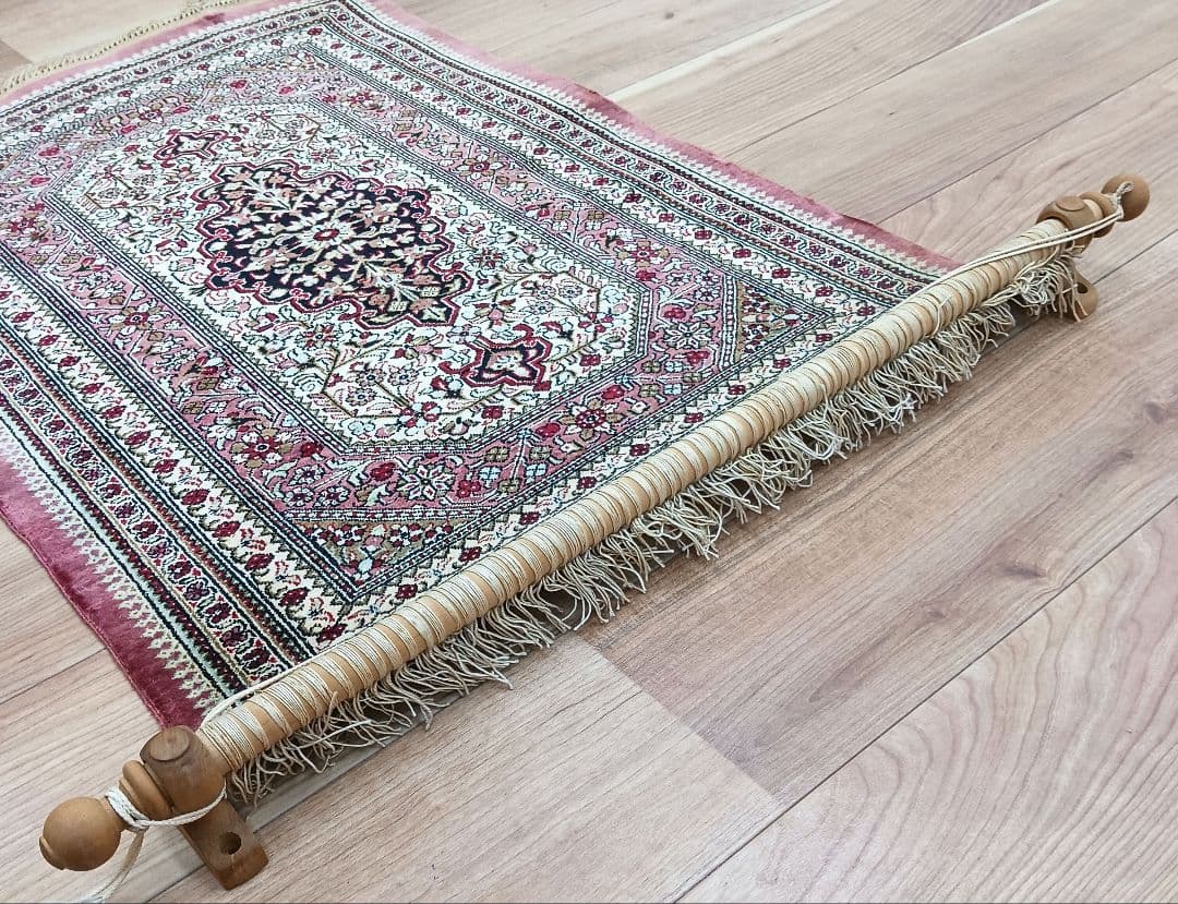 Y2824 高級ペルシャ絨毯 クム産 シルク100% 手織り タペストリー