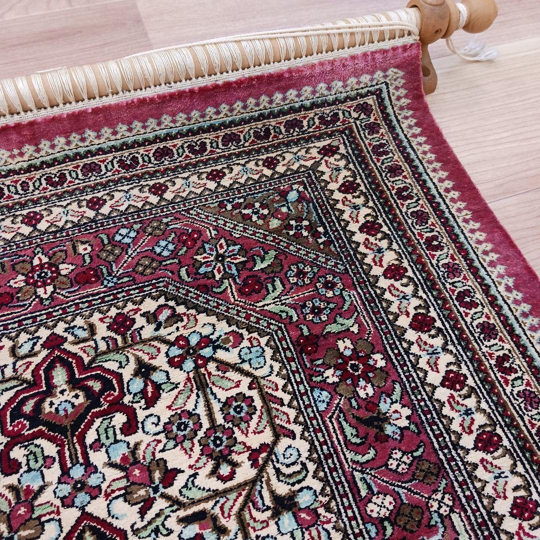 Y2824 高級ペルシャ絨毯 クム産 シルク100% 手織り タペストリー