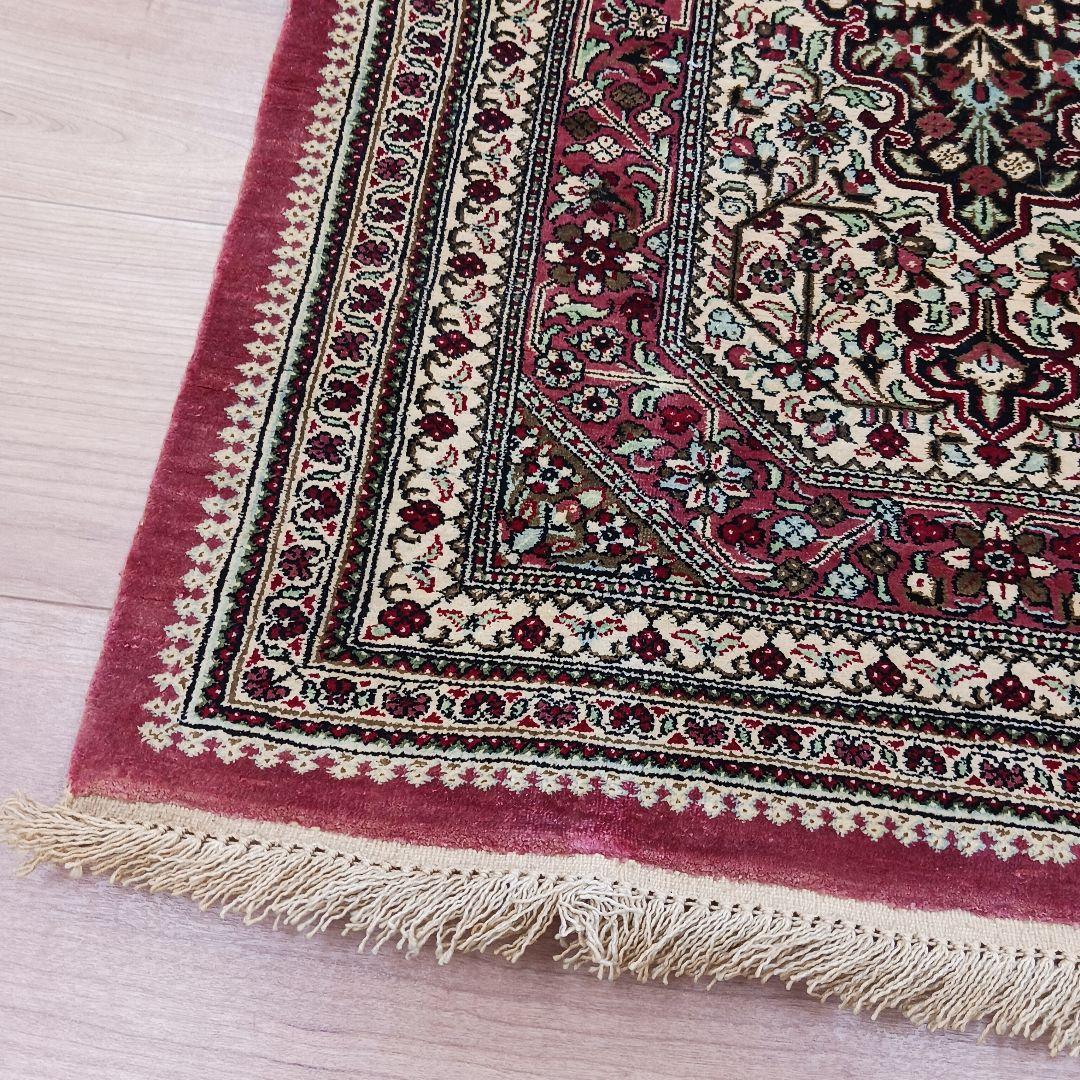 Y2824 高級ペルシャ絨毯 クム産 シルク100% 手織り タペストリー