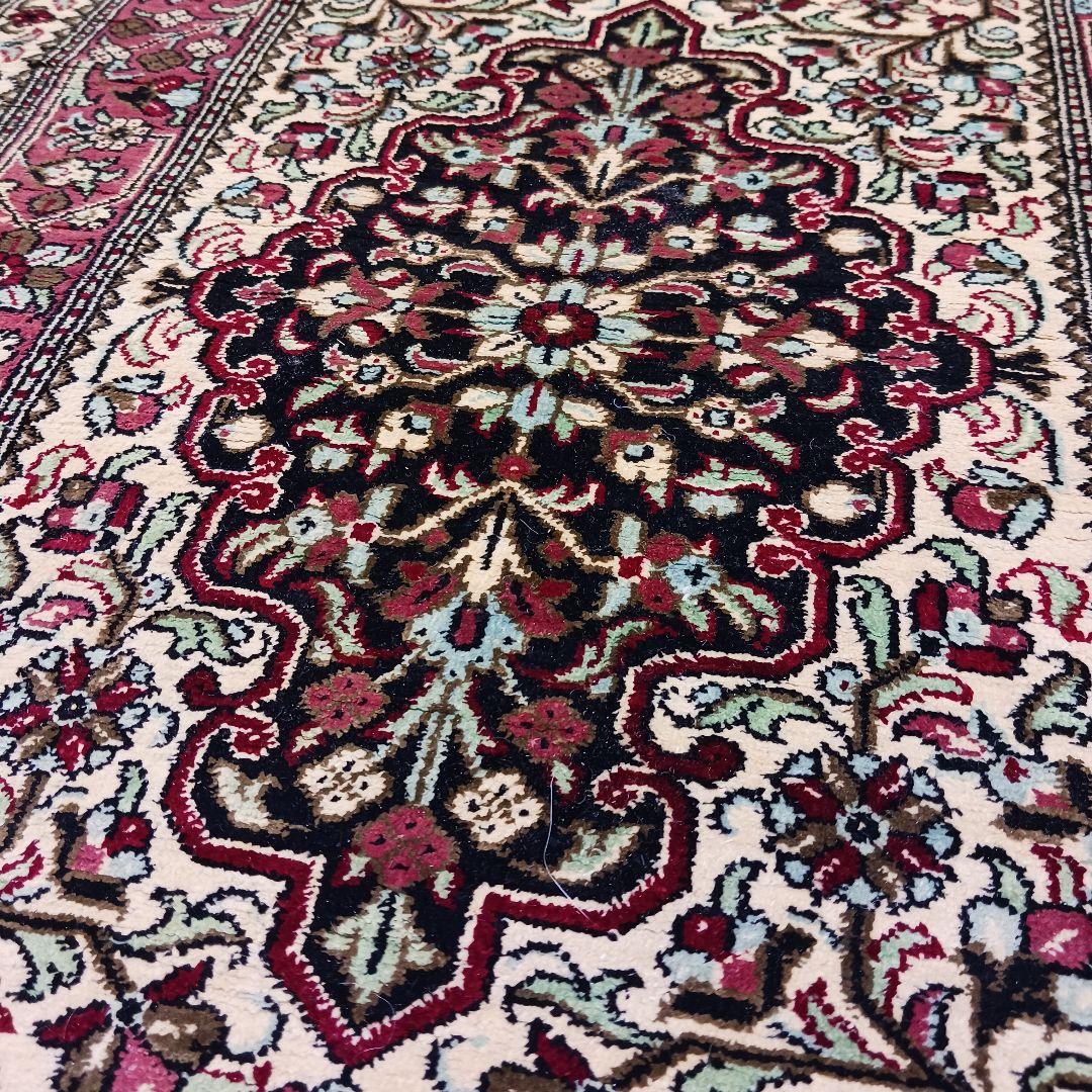 Y2824 高級ペルシャ絨毯 クム産 シルク100% 手織り タペストリー