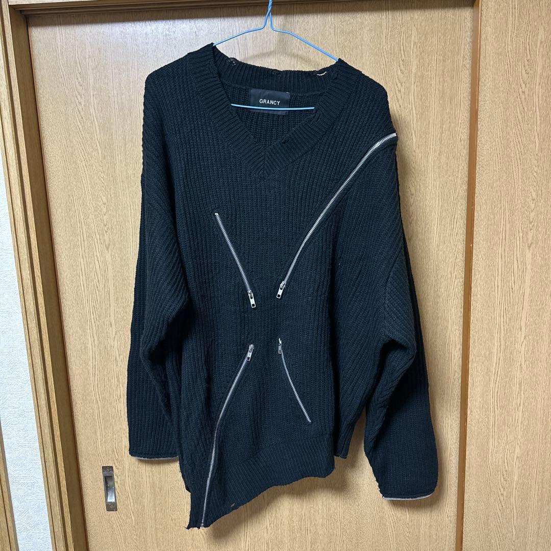 【GRANCY】 Zip Design Asymmetry Knit Sサイズ