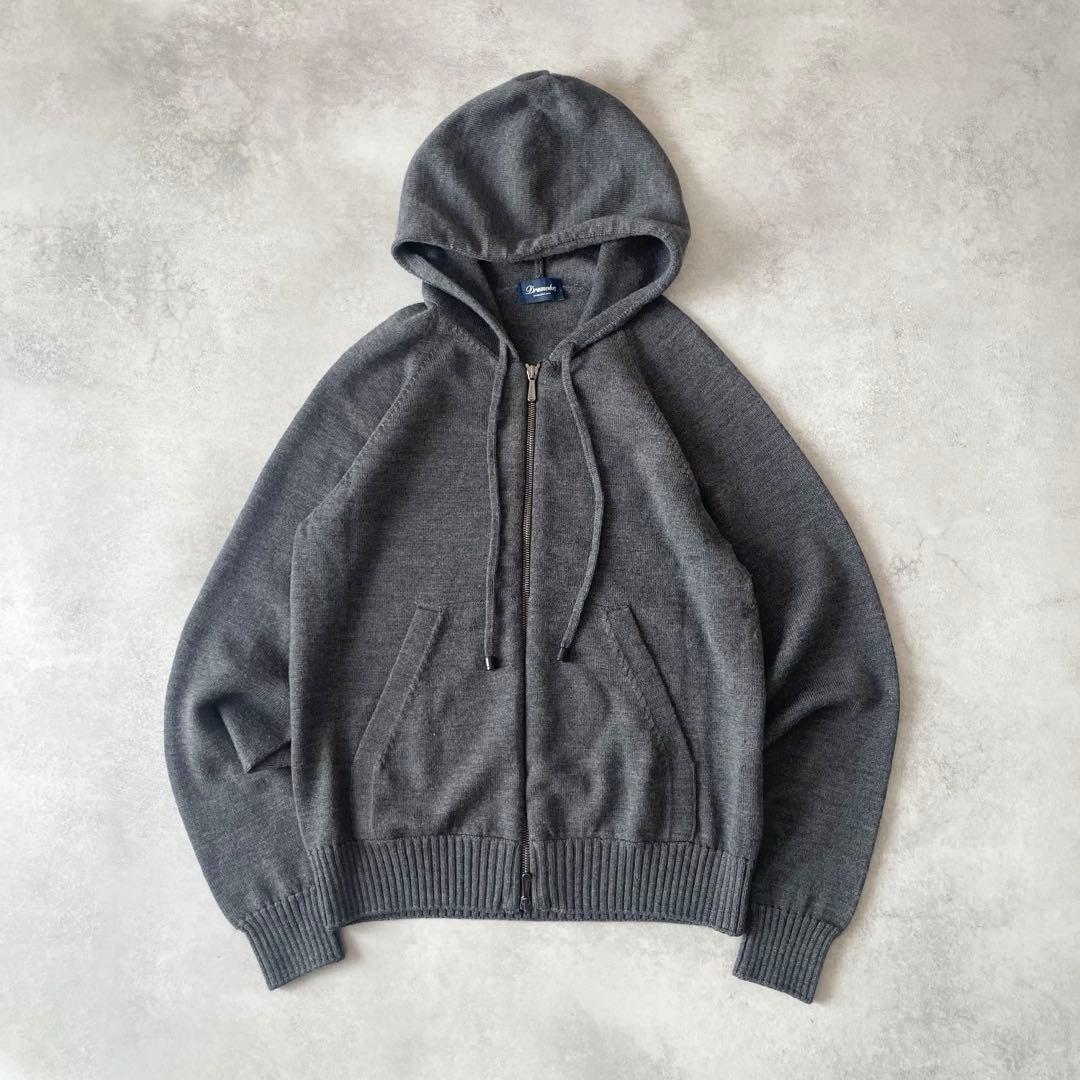 Drumohr ニットパーカー ダブルジップ グレー イタリア製 44 ウール