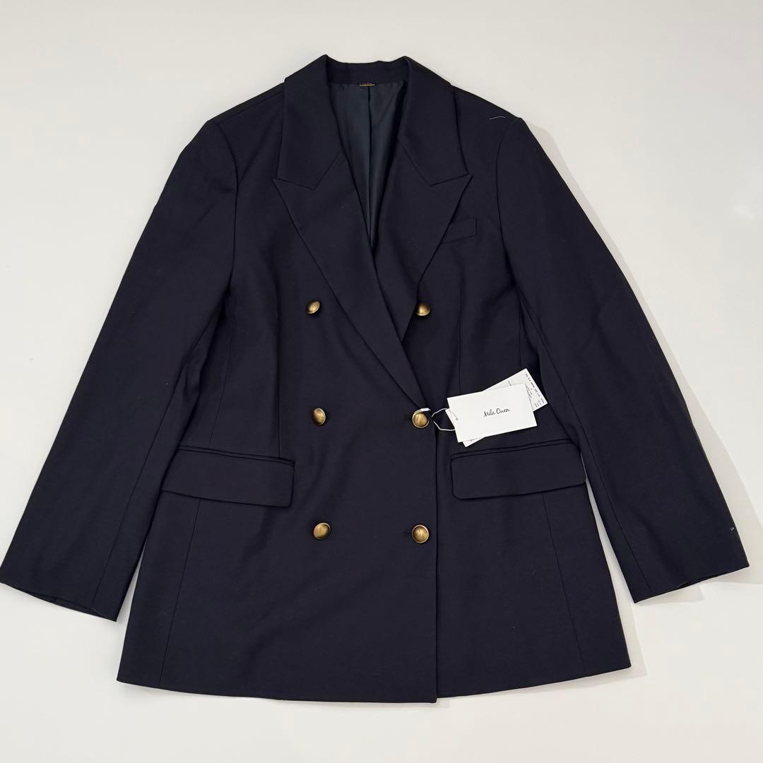 24SS✨ミラオーウェン 金釦ダブルブレストロングブレザー ネイビー FREE