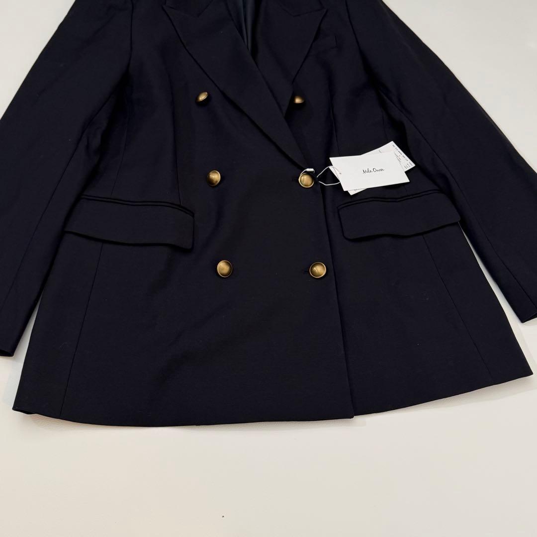 24SS✨ミラオーウェン 金釦ダブルブレストロングブレザー ネイビー FREE
