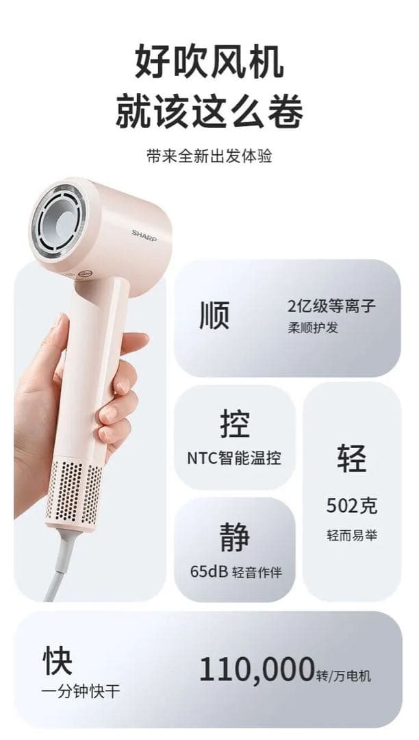 [新品] SHARP ヘアドライヤー　吹风机 IB-SP36C-W