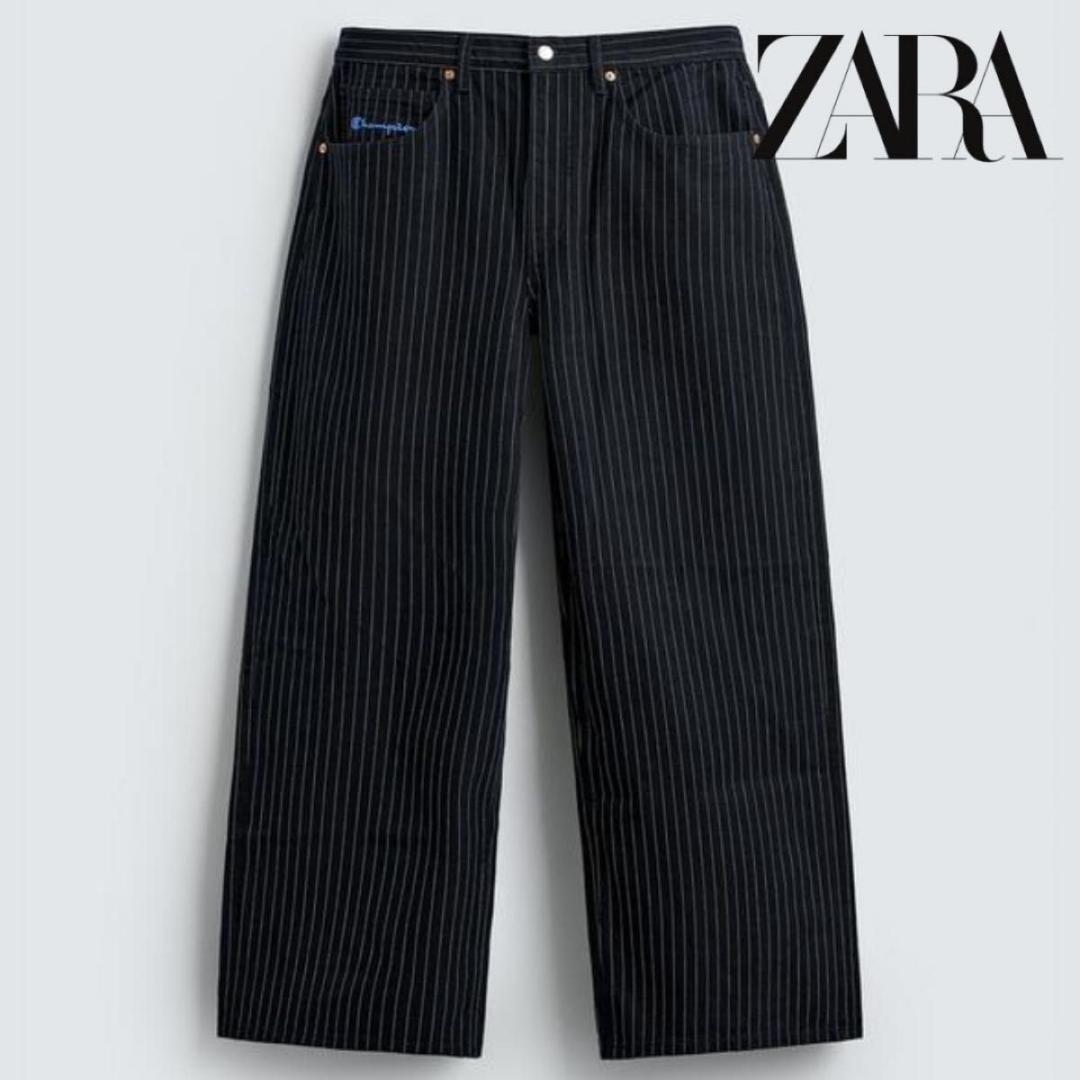 CHAMPION X ZARA ストライプ バギーフィットジーンズ 36サイズ