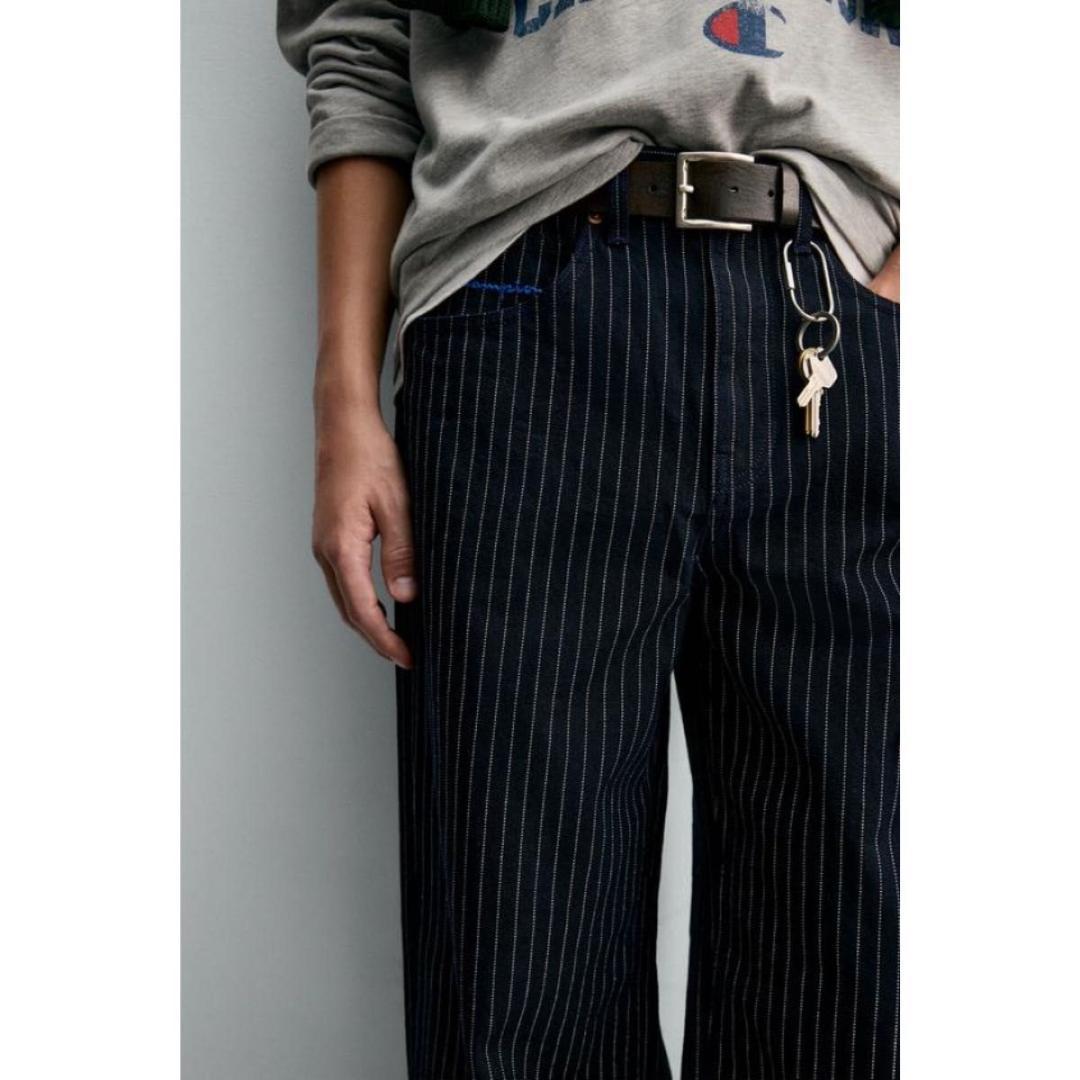 CHAMPION X ZARA ストライプ バギーフィットジーンズ 36サイズ
