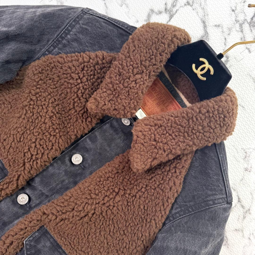 極美品◎RRL グリズリージャケット　デニム×ボア　異素材切り替え　希少モデル