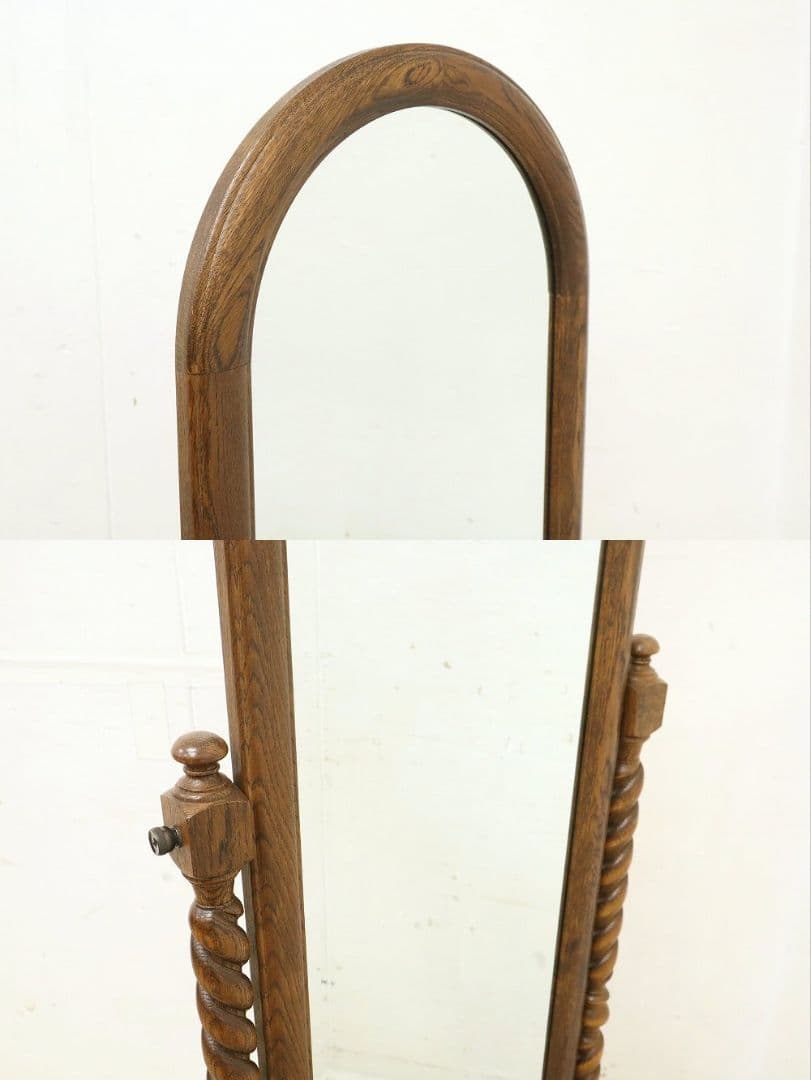 三越家具【ブルージュ】姿見・薔薇彫り・鏡 ミラー・オーク材◆英国カントリー