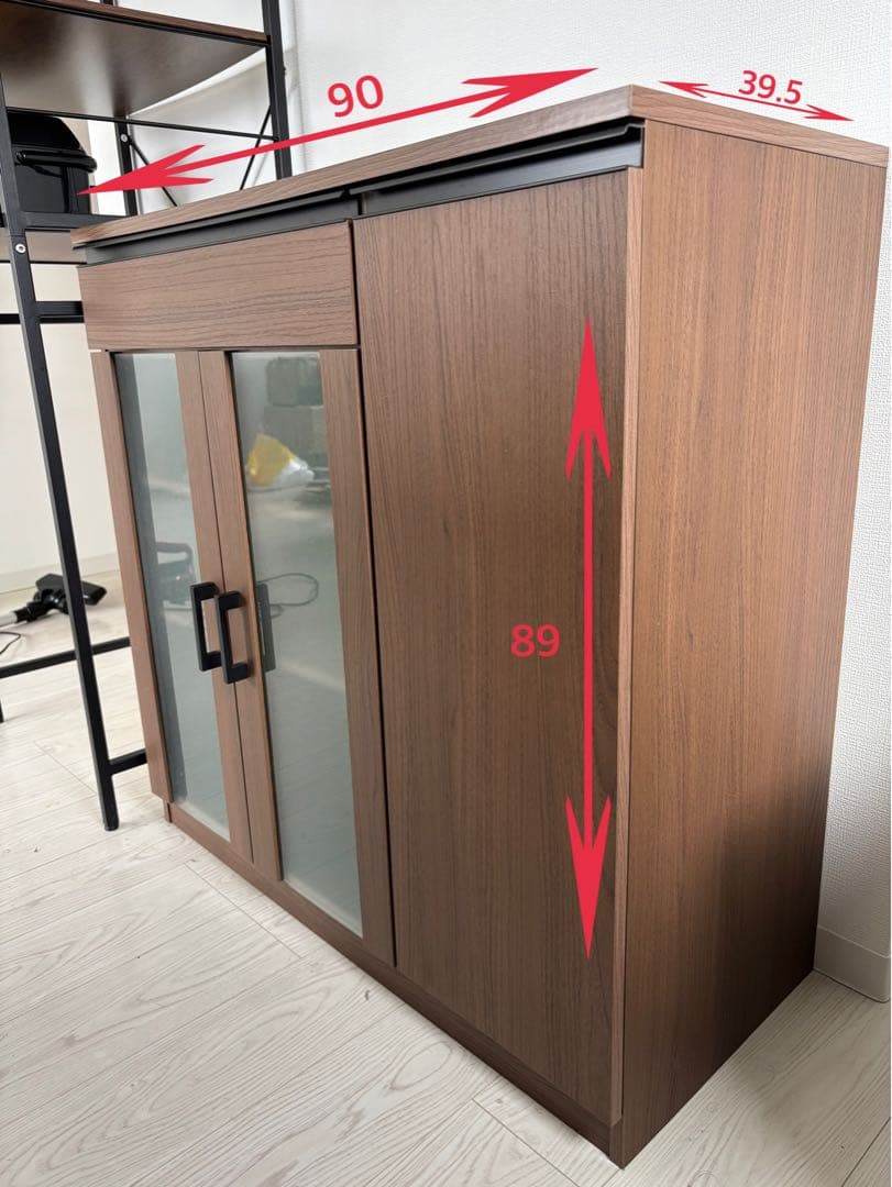 【本日限り❗️】食器棚 ガラス扉付き ブラウン ブラック