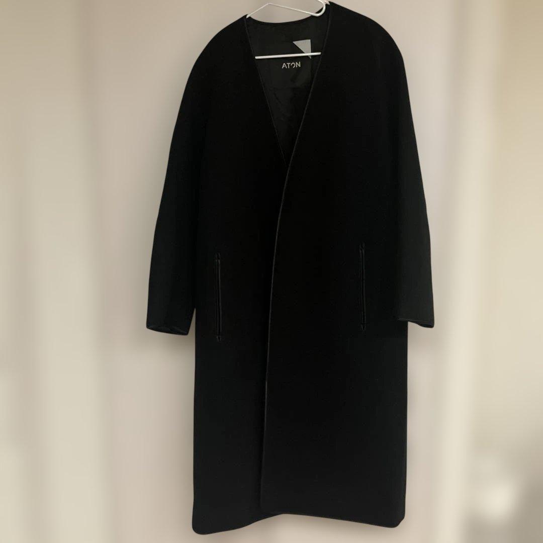 【極美品】ATON TOMORROWLAND別注 ウールメルトンノーカラーコート
