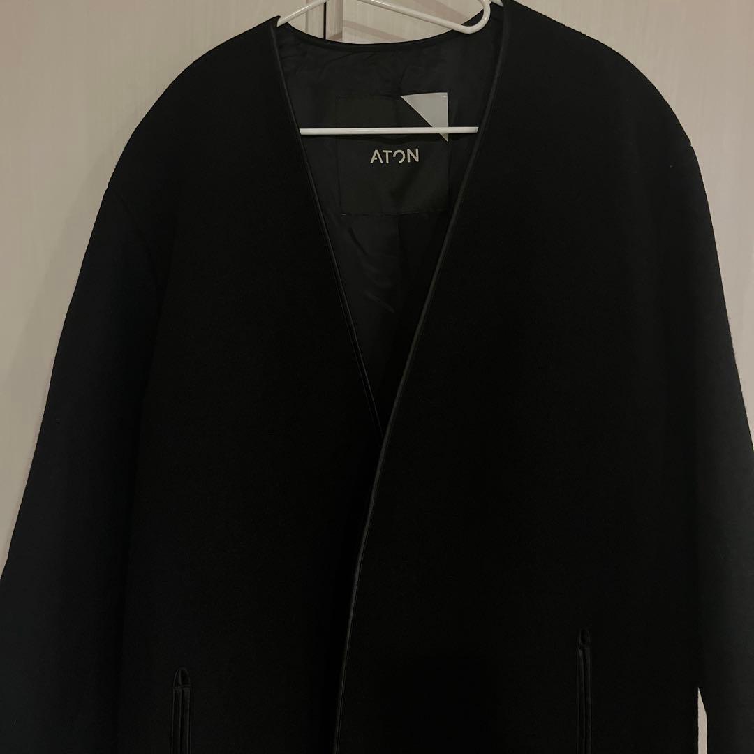 【極美品】ATON TOMORROWLAND別注 ウールメルトンノーカラーコート